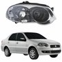 Farol Principal Fiat Siena 2008 Até 2012 Máscara Cromada Anel Negro Lado Direito Passageiro