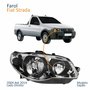 Farol Principal Fiat Strada 2004 Até 2014 Máscara Cromada Anel Negro Lado Direito Passageiro