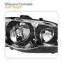 Farol Principal Fiat Strada 2004 Até 2014 Máscara Cromada Anel Negro Lado Direito Passageiro
