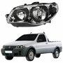 Farol Principal Fiat Strada 2004 Até Máscara Cromada Anel Negro Lado Esquerdo Motorista