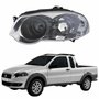 Farol Principal Fiat Strada 2008 Até 2012 Máscara Cromada Anel Negro Lado Esquerdo Motorista