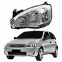 Farol Principal Gm Corsa Hatch 2003 Até 2012 Pisca Raiado Máscara Cromada Lado Esquerdo Motorista