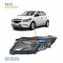 Farol Principal Gm Onix 2012 Até 2016 Máscara Negra Friso Azul Lado Esquerdo Motorista