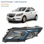 Farol Principal Gm Onix 2012 Até 2016 Máscara Negra Friso Azul Lado Esquerdo Motorista