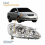Farol Principal Toyota Corolla 2003 Até 2008 Máscara Cromada Com Lente Frisada Lado Direito Passageiro