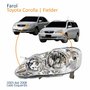Farol Principal Toyota Corolla Fielder 2003 Até 2008 Máscara Cromada Com Lente Frisada Lado Esquerdo Motorista