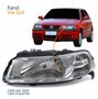 Farol Principal Vw Gol 1999 Até 2005 Foco Simples Máscara Cromada Lado Esquerdo Motorista