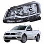 Farol Principal Vw Saveiro G7 2018 2019 2020 Foco Simples Friso Cromado Lado Esquerdo Motorista