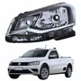 Farol Principal Vw Saveiro G7 2018 Até 2020 Foco Simples Friso Cromado Lado Esquerdo Motorista