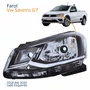 Farol Principal Vw Saveiro G7 2018 Até 2020 Foco Simples Friso Cromado Lado Esquerdo Motorista