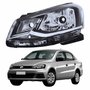 Farol Principal Vw Voyage G7 2017 2018 Foco Simples Friso Cromado Lado Esquerdo Motorista