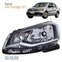 Farol Principal Vw Voyage G7 2017 2018 Foco Simples Friso Cromado Lado Esquerdo Motorista
