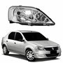 Farol Renault Logan 2011 2012 2013 2014 Máscara Cromada Lado Direito Passageiro