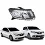 Farol Renault Logan Sandero 2015 até 2019 Máscara Negra Friso Cromado Lado Direito Passageiro