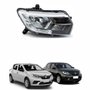 Farol Renault Logan Sandero 2020 2021 2022 Mascara Cromada Com Led Lado Direito Passageiro