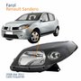 Farol Principal Renault Sandero 2008 2009 2010 2011 Máscara Negra Lado Esquerdo Motorista