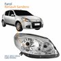Farol Principal Renault Sandero 2012 2013 2014 Máscara Cromada Lado Direito Passageiro