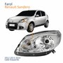 Farol Principal Renault Sandero 2012 2013 2014 Máscara Cromada Lado Esquerdo Motorista