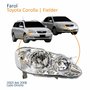 Farol Principal Toyota Corolla Fielder 2003 Até 2008 Máscara Cromada Com Lente Frisada Lado Direito Passageiro