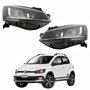 Par Farol Vw Crossfox 2015 Até 2019 Original Arteb Máscara Negra Friso Cromado