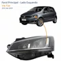Farol Vw Fox 2015 Até 2019 Máscara Negra Friso Cromado Lado Esquerdo Motorista