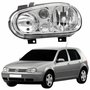 Farol Vw Golf 1999 Até 2007 Sem Auxiliar Cromado Manual Elétrico Lado Esquerdo Motorista