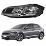 Farol Vw Polo 2018 Até 2022 Máscara Negra Com Friso Cromado Lado Esquerdo Motorista