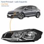 Farol Vw Polo 2018 Até 2022 Máscara Negra Com Friso Cromado Lado Esquerdo Motorista