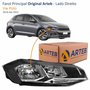 Farol Vw Polo 2018 Até 2022 Original Arteb Máscara Negra Com Friso Cromado Lado Direito Passageiro