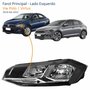 Farol Vw Polo Virtus 2018 Até 2022 Máscara Negra Com Friso Cromado Lado Esquerdo Motorista