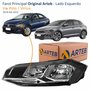 Farol Vw Polo Virtus 2018 Até 2022 Original Arteb Máscara Negra Com Friso Cromado Lado Esquerdo Motorista