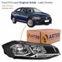 Farol Vw Virtus 2018 Até 2022 Original Arteb Máscara Negra Com Friso Cromado Lado Direito Passageiro