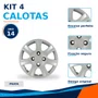 Kit 4 Calotas Aro 14 Prata Peugeot 206 207 e 307 2010 2011 2012 2013 2014 2015 2016 Grid - Referência: 867CB-Pta-E