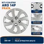 Kit 4 Calotas Aro 14 Prata Palio Attractive 2012 a 2013