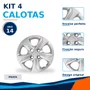 Kit 4 Calotas Aro 14 Prata Chevrolet Onix 2020 Grid - Referência: 376CB-Pta-E