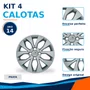 Kit 4 Calotas Aro 14 Prata Chevrolet Onix e Prisma 2017 2018 2019 2020 Ref. 374CB Grid - Referência: 374CB-Pta-E