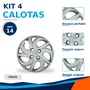 Kit 4 Calotas Aro 14 Prata Fiat Palio Fire 2015 2016 Grid - Referência: 231CB-Pta-E
