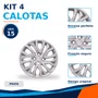 Kit 4 Calotas Aro 15 Prata Fiat Argo e Cronos 2022 Grid - Referência: 296CP-Pta-E