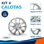 Kit 4 Calotas Aro 15 Prata Renault Sandero e Logan 2014 2015 2016 2017 2018 2019 2020 Grid - Referência: 869AR-Pta-E