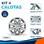 Kit 4 Calotas Aro 15 Prata Renault Sandero e Logan 2015 2016 Grid - Referência: 875AR-Pta-E