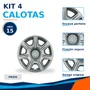 Kit 4 Calotas Aro 15 Prata Renault Sandero e Logan 2015 2016 2017 2018 Grid - Referência: 876AR-Pta-E