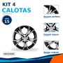 Kit 4 Calotas Aro 15 Preto e Prata Fiat Argo 2023 Grid - Referência: 297CP-Pbp-E