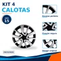 Kit 4 Calotas Aro 15 Preto e Prata Renault Sandero e Logan 2014 2015 2016 2017 2018 2019 2020 Grid - Referência: 869AR-Pbp-E