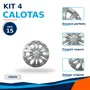 Kit 4 calotas aro 15a prata mod yaris 2023