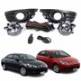 Kit Farol Auxiliar De Milha Citroen C4 Pallas Hatch 2006 Até 2012 Moldura Preta Botão Colante