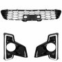Kit Grade Parachoque Dianteiro Toyota Hilux Srv 2018 2019 2020 Central E Milha Black Piano Com Moldura Cromada