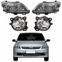 Kit Par de Farol Cromomix Foco Duplo + Par de Farol de Milha Vw Gol G5 2008 Até 2012
