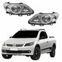 Par de Farol Dianteiro VW Saveiro G5 2009 Até 2013 Original Arteb Foco Duplo Máscara Cromomix
