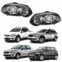 Par de Farol Fiat Palio 2008 Até 2011 Siena 2008 Até 2012 Strada Weekend 2008 Até 2016 Original Arteb Foco Duplo Máscara Negra com Anel Cromado