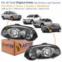 Par de Farol Fiat Palio 2008 Até 2011 Siena 2008 Até 2012 Strada Weekend 2008 Até 2016 Original Arteb Foco Duplo Máscara Negra com Anel Cromado
